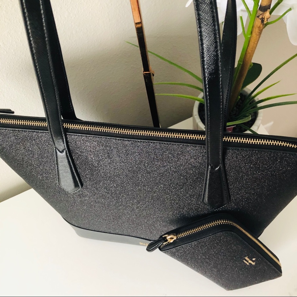 KATE SPADE LOLA GLITTER TOTE & WALLET SET NWT - Picture 3 of 16